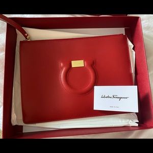 Salvatore Ferragamo Lipstick red clutch